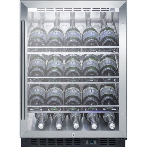 Summit Appliance SCR610BLCHCSS, 1 Swing Glass Door Undercounter Wine Cellar Cabinet, Single Temperature, 3 Shelves