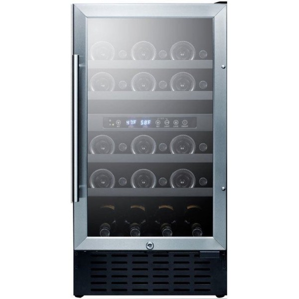 Summit Appliance SWC182ZADA, 1 Swing Glass Door Wine Cellar Cabinet, Dual Temperature, 5 Shelves