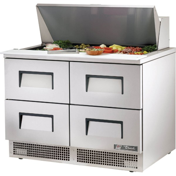 True TFP-48-18M-D-4, 48 4 Drawer Mega Top Sandwich / Salad Prep Table, (18) 1/6 size pans True TFP-48-18M-D-4, 48 4 Drawer Mega Top Sandwich / Salad Prep Table, (18) 1/6 size pans