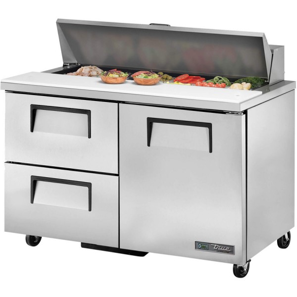 True TSSU-48-12D-2-HC, 48 1 Door 2 Drawer Sandwich / Salad Prep Table, (12) 1/6 Size Pans True TSSU-48-12D-2-HC, 48 1 Door 2 Drawer Sandwich / Salad Prep Table, (12) 1/6 Size Pans