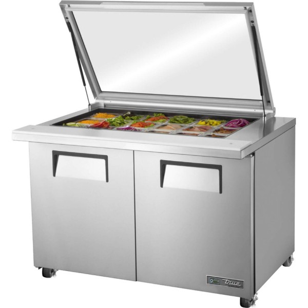 True TSSU-48-18M-B-FGLID-HC, 48 2 Door Mega Top Sandwich / Salad Prep Table, (18) 1/6 Size Pans True TSSU-48-18M-B-FGLID-HC, 48 2 Door Mega Top Sandwich / Salad Prep Table, (18) 1/6 Size Pans