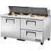 True TSSU-60-16D-2-HC, 60 1 Door, 2 Drawer Sandwich / Salad Prep Table, (16) 1/6 Size Pans True TSSU-60-16D-2-HC, 60 1 Door, 2 Drawer Sandwich / Salad Prep Table, (16) 1/6 Size Pans