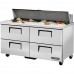 True TSSU-60-16D-4-HC, 60 4 Drawer Sandwich / Salad Prep Table, (16) 1/6 Size Pans
