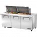 True TSSU-72-24M-B-ST-HC, 72 3 Door Mega Top Sandwich / Salad Prep Table, (24) 1/6 Size Pans True TSSU-72-24M-B-ST-HC, 72 3 Door Mega Top Sandwich / Salad Prep Table, (24) 1/6 Size Pans