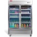 WESTLAKE 54 W Commercial Display Refrigerator 2 Glass Door Merchandiser 2 Section Stainless Steel Reach-in Glass Door Upright Fan Cooling 49 Cu.ft Cooler for Restaurant, Bar, Shop, etc