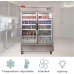 WESTLAKE 54 W Commercial Display Refrigerator 2 Glass Door Merchandiser 2 Section Stainless Steel Reach-in Glass Door Upright Fan Cooling 49 Cu.ft Cooler for Restaurant, Bar, Shop, etc