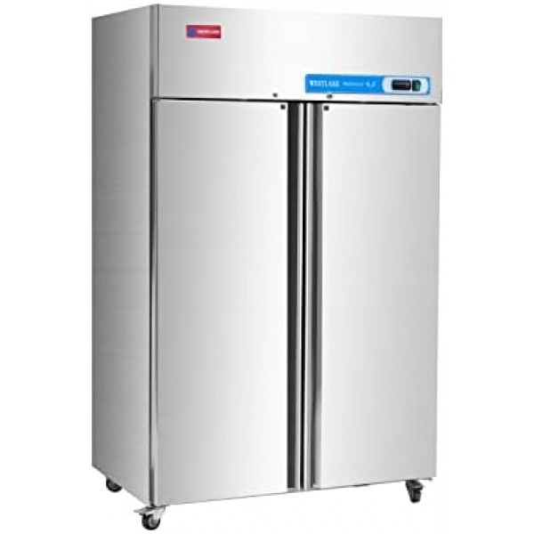WESTLAKE Commercial Freezer 48W 2 door 2 Section Stainless Steel Reach in Solid door Fan Cooling 36 Cu.ft Freezer for Restuarant, Bar, Shop, etc