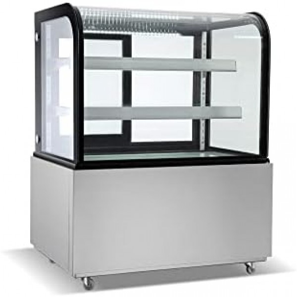 Commercial Bakery Display Case, WESTLAKE 36"W Curved Glass Refrigerated Bakery Display Case with LED Lighting