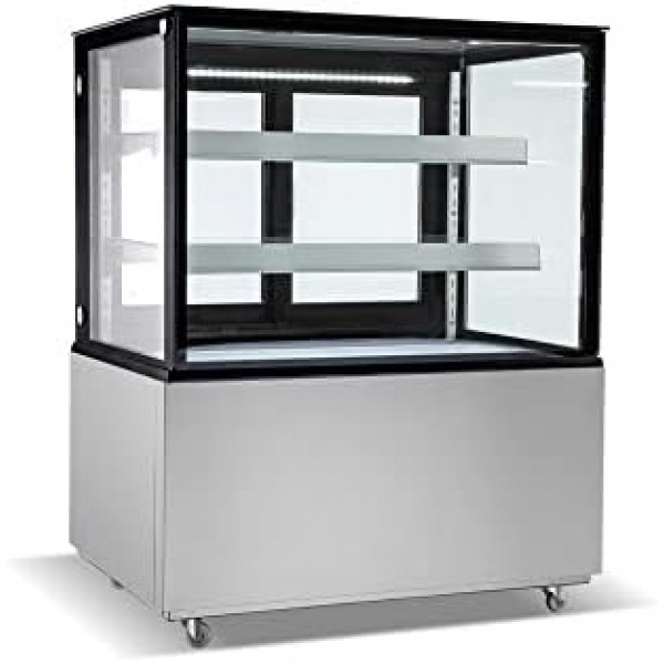 Commercial Bakery Display Case, WESTLAKE 36"W Square Glass Refrigerated Bakery Display Case with LED Lighting