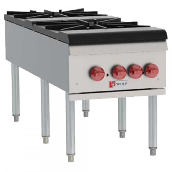 Wolf WSPR2F_NAT 18 Natural Gas Stock Pot Range With 2 Cast Iron Two-Ring Burners, 220,000 BTU Wolf WSPR2F_NAT 18 Natural Gas Stock Pot Range With 2 Cast Iron Two-Ring Burners, 220,000 BTU