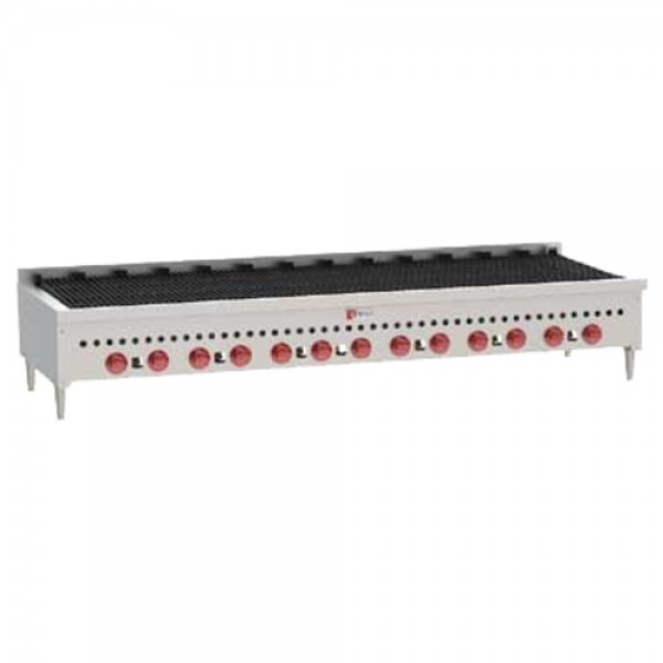 Wolf SCB72_NAT Natural Gas 72 Low Profile Countertop Charbroiler With Cast Iron Radiants, 13 Burners - 188,500 BTU