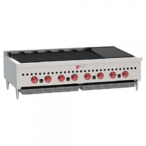 Wolf SCB47_NAT Natural Gas 46-3/4 Low Profile Countertop Charbroiler With Cast Iron Radiants, 8 Burners - 116,000 BTU