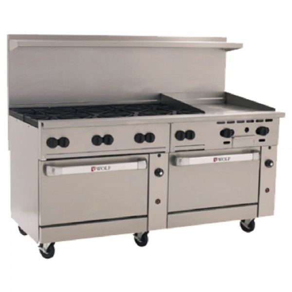 Wolf C72SS-8B24GT_NAT 72 Challenger XL Natural Gas Restaurant Range w/ 2 Standard Ovens, 24 Griddle And 8 Burners, 350,000 BTU Wolf C72SS-8B24GT_NAT 72 Challenger XL Natural Gas Restaurant Range w/ 2 Standard Ovens, 24 Griddle And 8 Burners, 350,000 BTU
