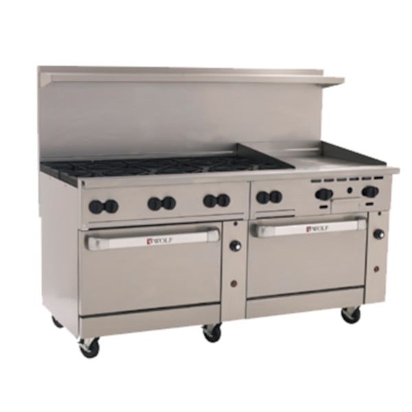 Wolf C72SS-8B24G_NAT 72 Challenger XL Natural Gas Restaurant Range With 2 Standard Ovens, 24 Griddle And 8 Burners, 350,000 BTU Wolf C72SS-8B24G_NAT 72 Challenger XL Natural Gas Restaurant Range With 2 Standard Ovens, 24 Griddle And 8 Burners, 350,000 BTU