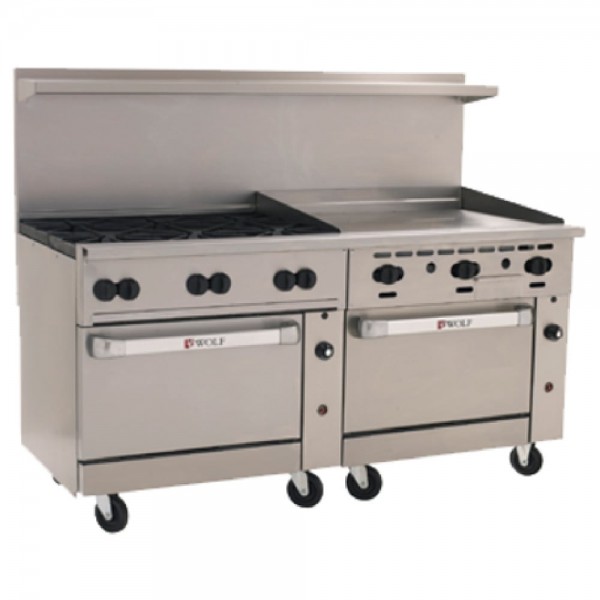 Wolf C72SS-6B36GT_NAT 72 Challenger XL Natural Gas Restaurant Range w/ 2 Standard Ovens, 36 Griddle And 6 Burners, 310,000 BTU Wolf C72SS-6B36GT_NAT 72 Challenger XL Natural Gas Restaurant Range w/ 2 Standard Ovens, 36 Griddle And 6 Burners, 310,000 BTU