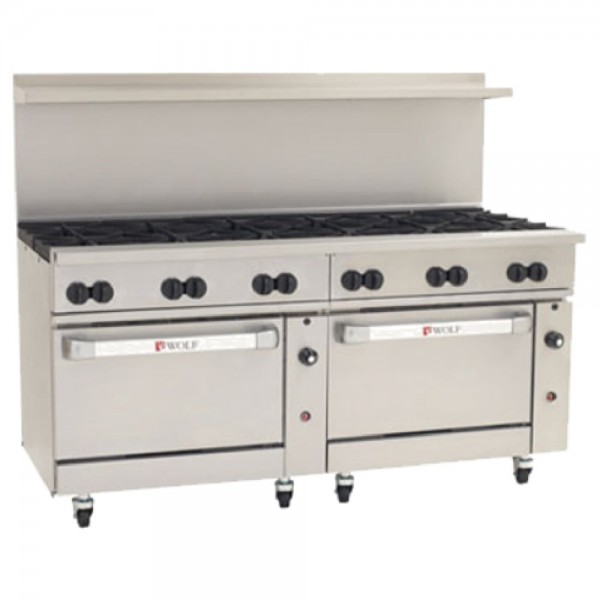 Wolf C72SS-12B_LP 72 Challenger XL Liquid Propane Restaurant Range With 2 Standard Ovens And 12 Burners, 430,000 BTU Wolf C72SS-12B_LP 72 Challenger XL Liquid Propane Restaurant Range With 2 Standard Ovens And 12 Burners, 430,000 BTU