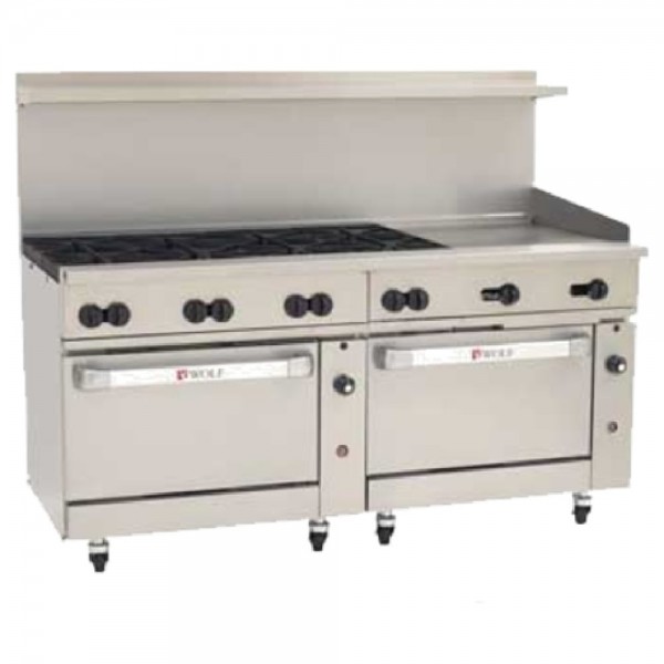Wolf C72SC-8B24G_NAT Natural Gas 72 Challenger XL Series Manual Range with 8 Burners, 24 Right Side Griddle, 1 Standard Oven, and 1 Convection Oven - 350,000 BTU Wolf C72SC-8B24G_NAT Natural Gas 72 Challenger XL Series Manual Range with 8 Burners, 24 Right Side Griddle, 1 Standard Oven, and 1 Convection Oven - 350,000 BTU