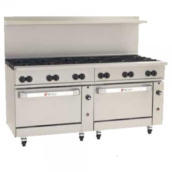 Wolf C72SC-12B_NAT 72 Challenger XL Natural Gas Restaurant Range w/ 1 Standard And 1 Convection Oven And 12 Burners, 430,000 BTU