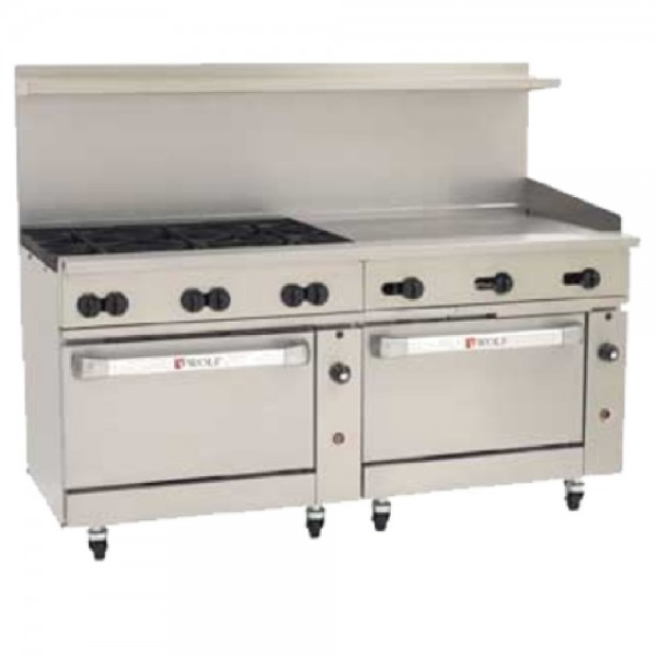 Wolf C72CC-6B36G_LP 72 Challenger XL Liquid Propane Restaurant Range w/ 2 Convection Ovens, 36 Griddle And 6 Burners, 310,000 BTU Wolf C72CC-6B36G_LP 72 Challenger XL Liquid Propane Restaurant Range w/ 2 Convection Ovens, 36 Griddle And 6 Burners, 310,000 BTU