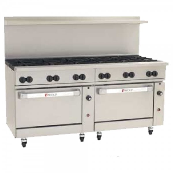 Wolf C72CC-12B_LP 72 Challenger XL Liquid Propane Restaurant Range With 2 Convection Ovens And 12 Burners, 430,000 BTU Wolf C72CC-12B_LP 72 Challenger XL Liquid Propane Restaurant Range With 2 Convection Ovens And 12 Burners, 430,000 BTU