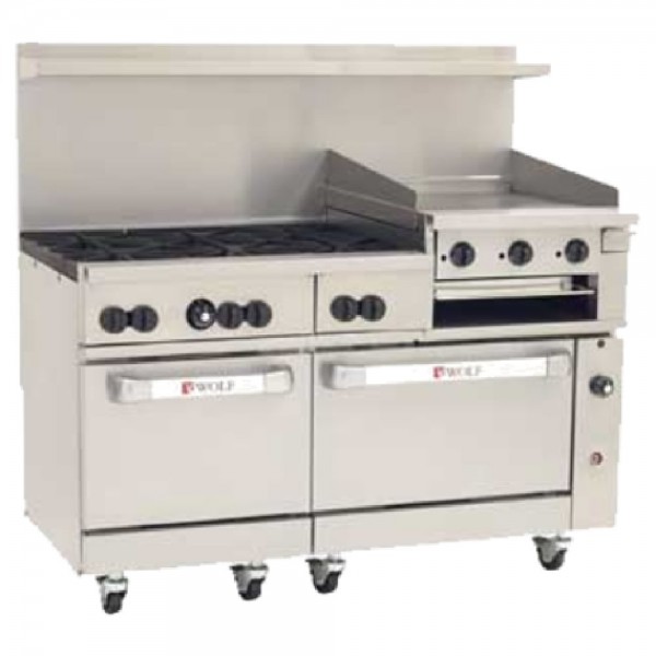 Wolf C60SC-6B24GB_LP Liquid Propane 60 Challenger XL Series Range with 6 Burners, 24 Right Side Griddle/Broiler, 1 Standard Oven, and 1 Convection Oven - 268,000 BTU Wolf C60SC-6B24GB_LP Liquid Propane 60 Challenger XL Series Range with 6 Burners, 24 Right Side Griddle/Broiler, 1 Standard Oven, and 1 Convection Oven - 268,000 BTU