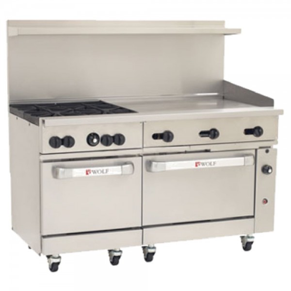 Wolf C60SC-4B36GT_NAT Natural Gas 60 Challenger XL Series Thermostatic Range with 4 Burners, 36 Right Side Griddle, 1 Standard Oven, and 1 Convection Oven - 238,000 BTU Wolf C60SC-4B36GT_NAT Natural Gas 60 Challenger XL Series Thermostatic Range with 4 Burners, 36 Right Side Griddle, 1 Standard Oven, and 1 Convection Oven - 238,000 BTU