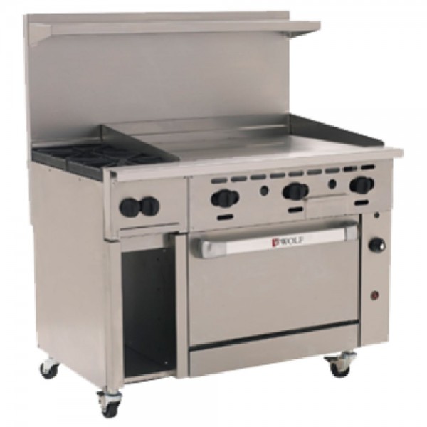 Wolf C48S-2B36G_NAT Natural Gas 48 Challenger XL Series Manual Range with 2 Burners, 36 Right Side Griddle, and Standard Oven - 155,000 BTU