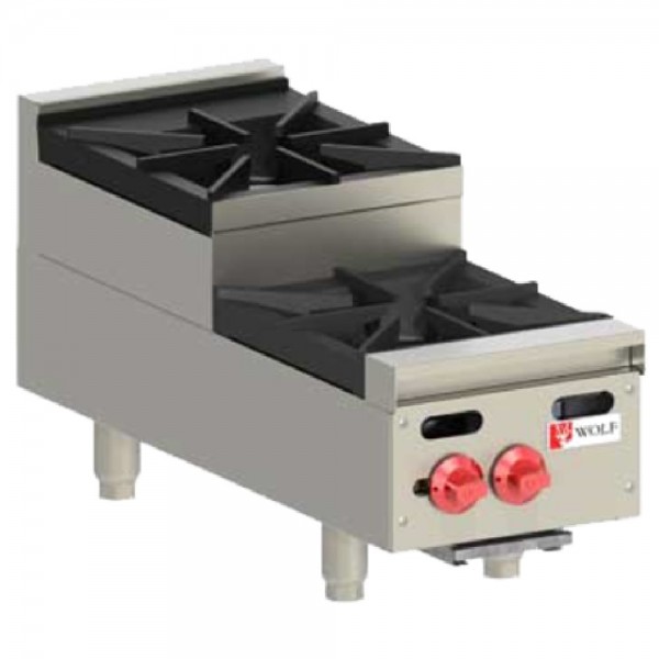 Wolf AHP212U_NAT Natural Gas 12 Countertop Achiever Step-Up Hot Plate with 2 Burners - 60,000 BTU