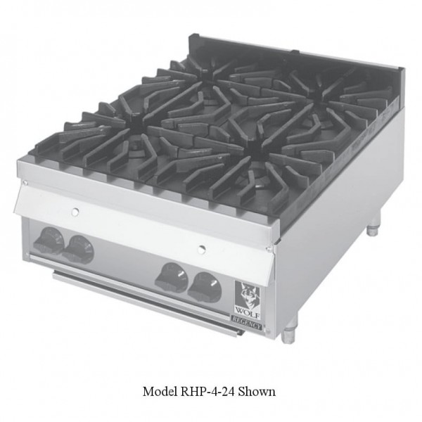 Wolf RHP-6-36 36 6 Burner Heavy Duty Liquid Propane Gas Countertop Hot Plate - 180,000 BTU Wolf RHP-6-36 36 6 Burner Heavy Duty Liquid Propane Gas Countertop Hot Plate - 180,000 BTU
