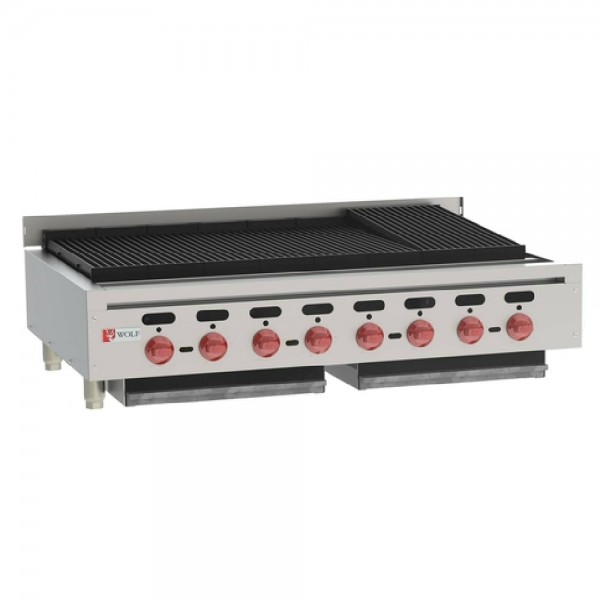 Wolf ACB47_LP Liquid Propane 46-7/8 Countertop Achiever Charbroiler With Cast Iron Radiants, 8 Burners - 128,000 BTU Wolf ACB47_LP Liquid Propane 46-7/8 Countertop Achiever Charbroiler With Cast Iron Radiants, 8 Burners - 128,000 BTU