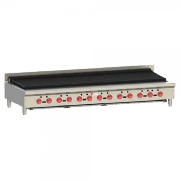 Wolf ACB72_NAT Natural Gas 72-1/2 Countertop Achiever Charbroiler With Cast Iron Radiants, 13 Burners - 221,000 BTU