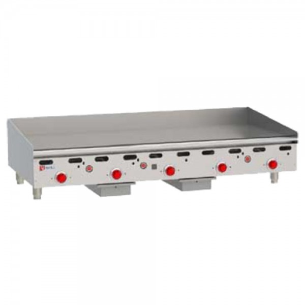 Wolf ASA48-30_NAT Natural Gas 48 Heavy Duty Gas Countertop Griddle with 4 Burners, Snap-Action Thermostatic Controls and 30 Deep Plate - 108,000 BTU Wolf ASA48-30_NAT Natural Gas 48 Heavy Duty Gas Countertop Griddle with 4 Burners, Snap-Action Thermostatic Controls and 30 Deep Plate - 108,000 BTU