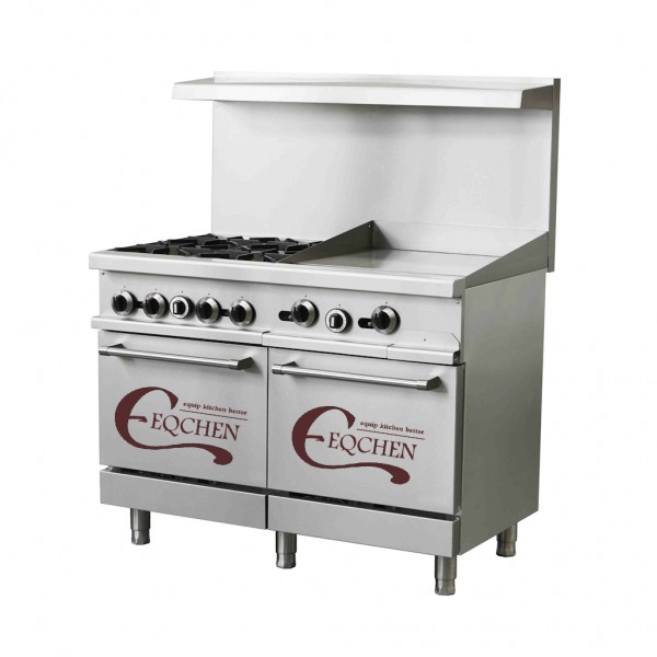 4 Burner Gas Stove, 48 Natural Gas Range with 24 Right Griddle
